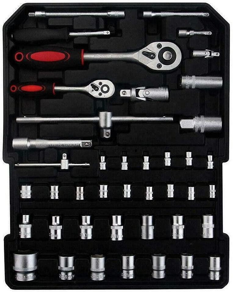 Craftsman Equipment Portable Instrument Kit Case 799 pcs. Machinery Apparatus Hand Tool Set Mechanics Appliance Metric Ratchet Wrench Screwdriver Hammer Technician Engineer Trolley Castors Box