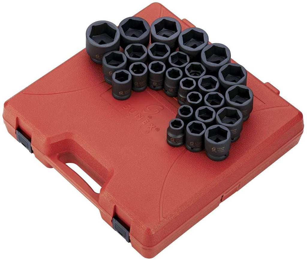 Sunex 4692 3/4-Inch Drive Metric Impact Socket Set, 26-Piece
