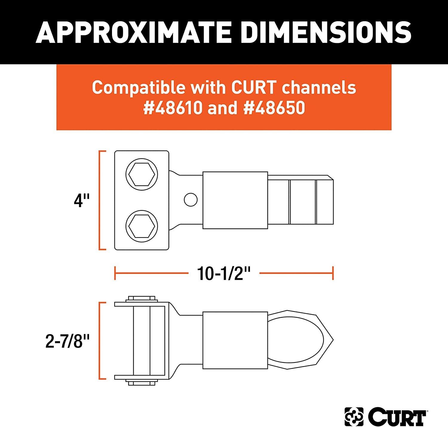 CURT 25329 Channel-Mount Adjustable Trailer Coupler, 2-5/16-Inch Hitch Ball, 12,500 lbs