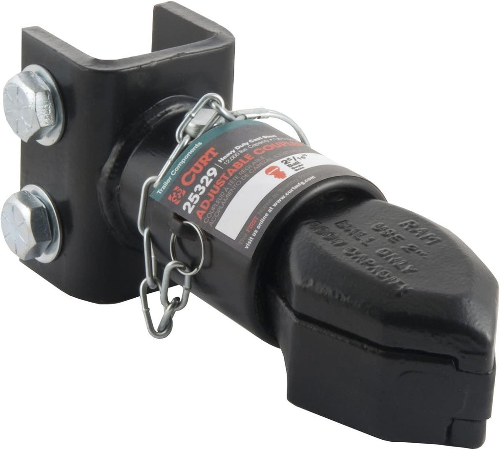 CURT 25329 Channel-Mount Adjustable Trailer Coupler, 2-5/16-Inch Hitch Ball, 12,500 lbs