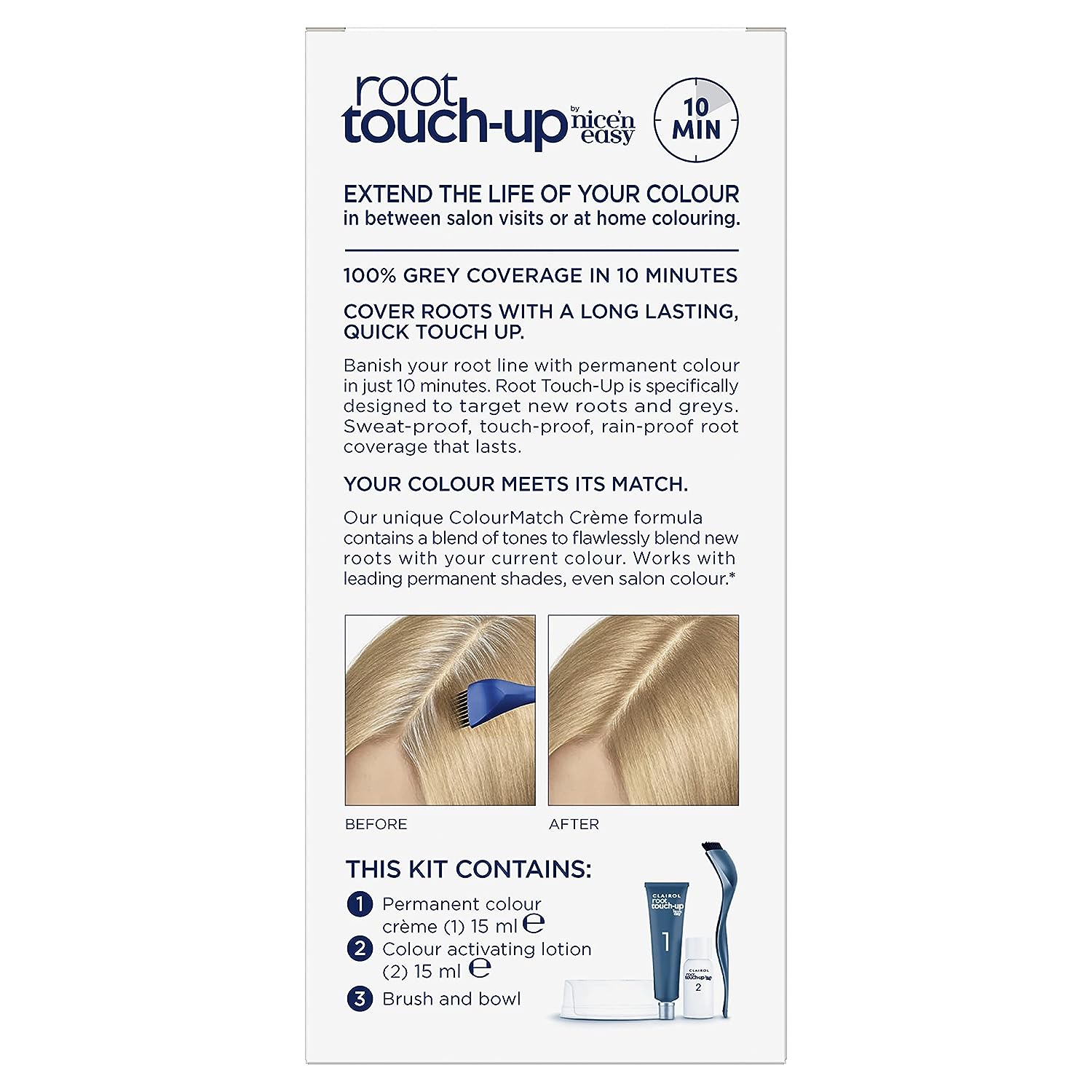 Clairol Root Touch-Up by Nice'n Easy Permanent Hair Dye, 10 Extra Light Blonde Hair Color, Pack of 1