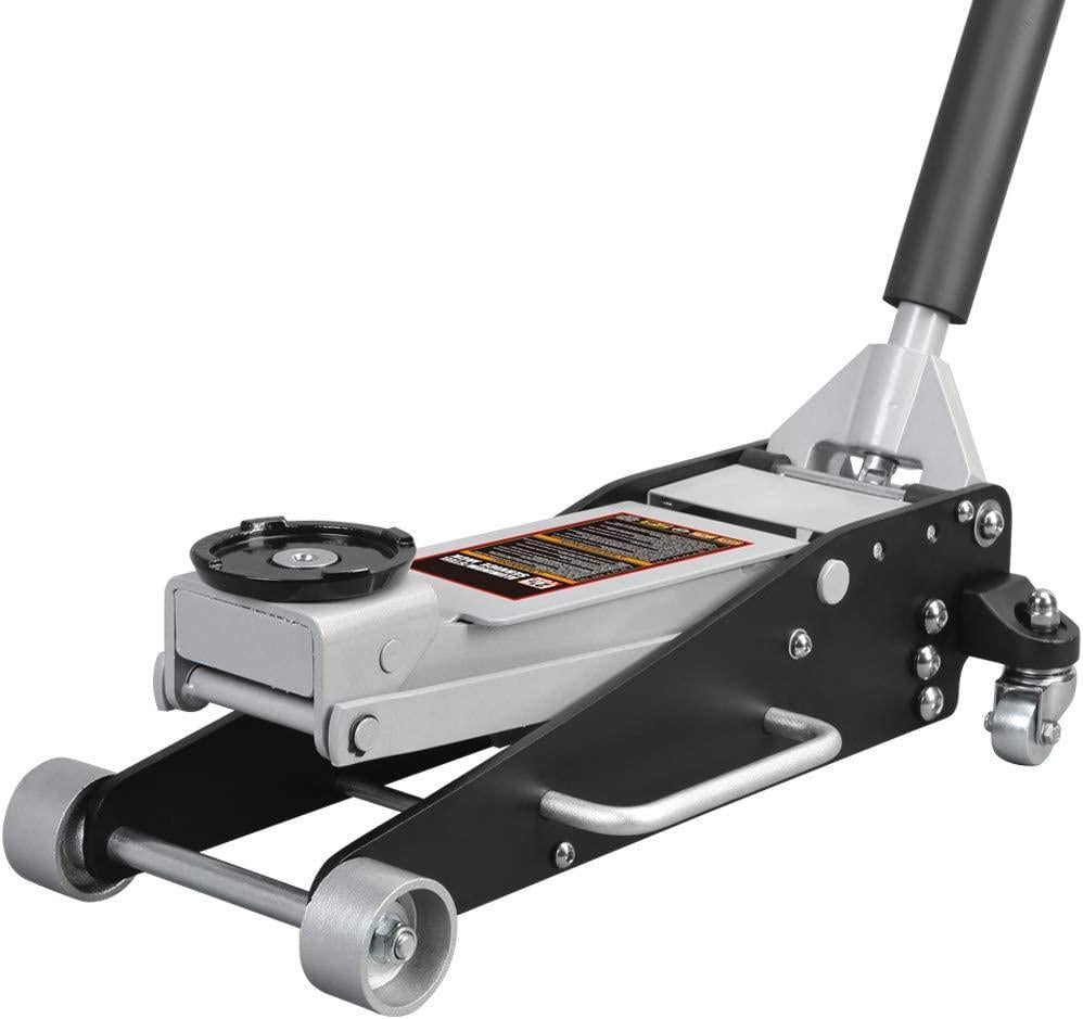 Torin T84025B Hydraulic Low Profile Aluminum and Steel Racing Floor Jack with Dual Piston  Lift Pump, 2.5 Ton (5,000 lb) Capacity, Black