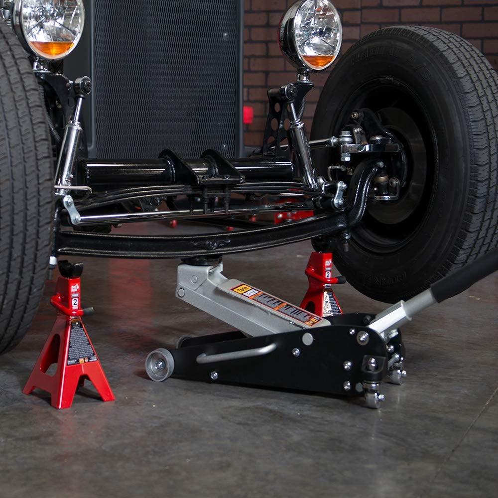 Torin T84025B Hydraulic Low Profile Aluminum and Steel Racing Floor Jack with Dual Piston  Lift Pump, 2.5 Ton (5,000 lb) Capacity, Black