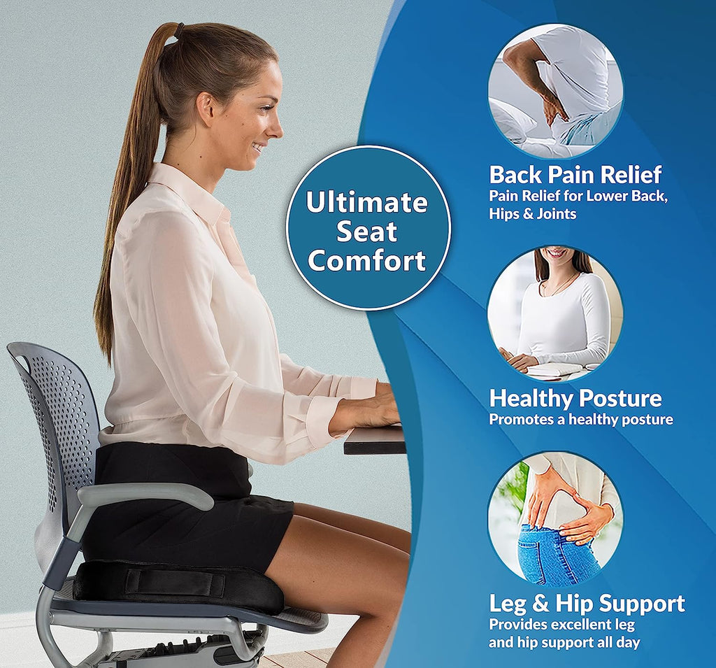 ComfiLife Gel Enhanced Seat Cushion - Non-Slip Orthopedic Gel &amp; Memory Foam Coccyx Cushion for Tailbone Pain - Office Chair Car Seat Cushion - Sciatica &amp; Back Pain Relief (Black)