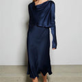 satin texture top + high waist skirt two-piece suit