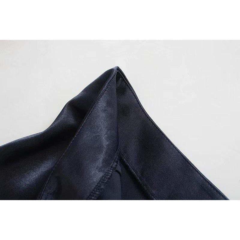 satin texture top + high waist skirt two-piece suit