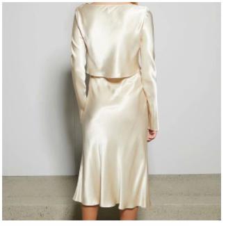 satin texture top + high waist skirt two-piece suit