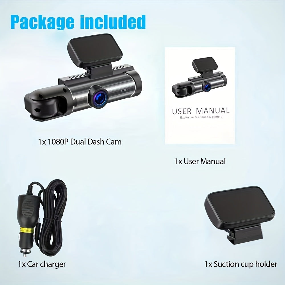 Dash Cam Front Rear 3.16inch Screen 1080P Full HD Car Dash Camera G Sensor Night Vision 170° Wide Angle Loop Recording ParMonitor Without SD Card