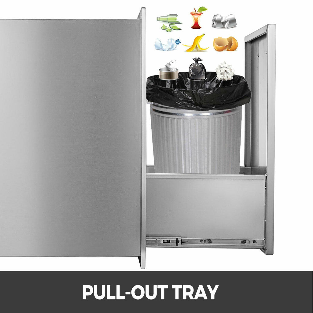 BBQ Narrow Trash Bin 26” by 13.5” -In Cabinet Outdoor Grill Enclosed Drawer