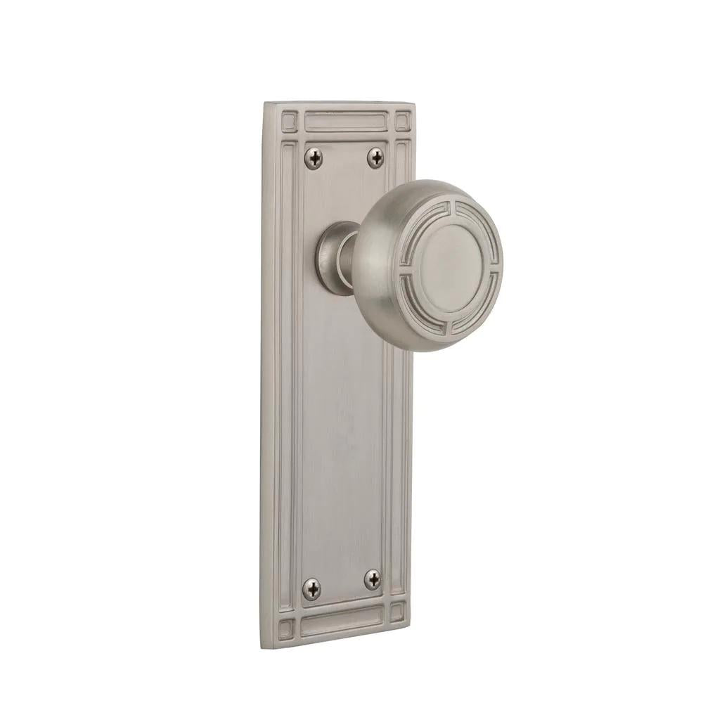 Mission Plate 2-3/8 in. Backset Satin Nickel Privacy Bed/Bath Mission Door Knob