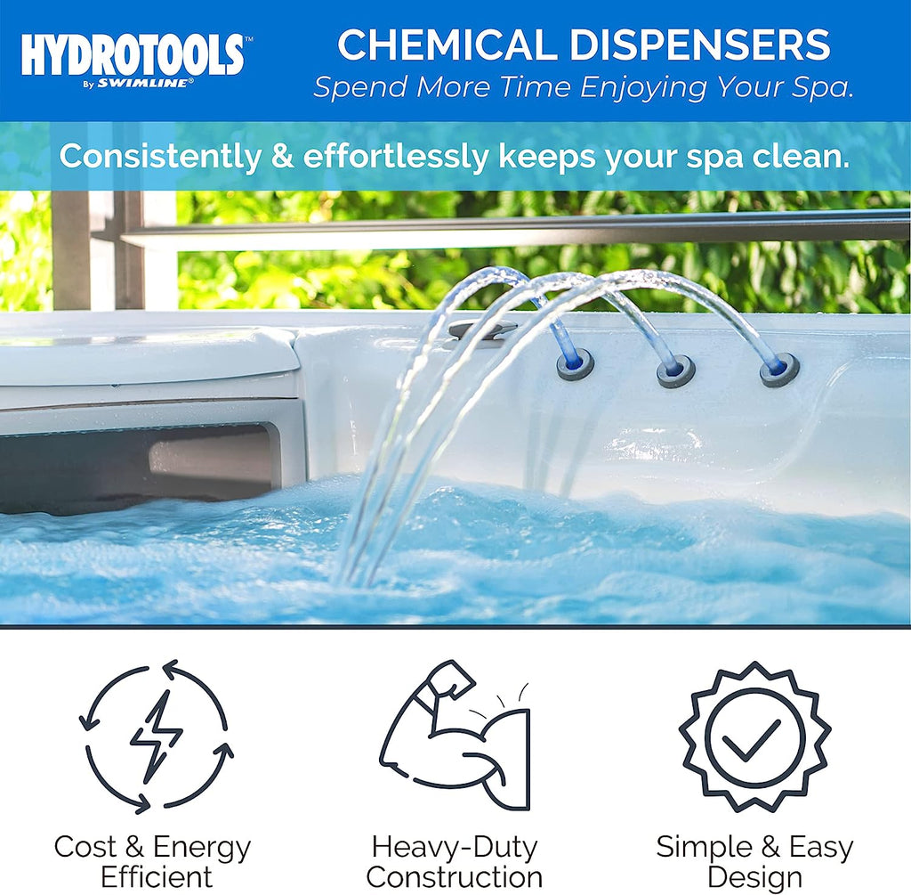 HYDROTOOLS BY SWIMLINE 8715 Mini Chemical Dispenser For Spas and Personal Pools| Compatible With Bromine &amp; Chlorine Supports 1’’ Tablets | Adjustable Control Ring For Customizable Flow Rate