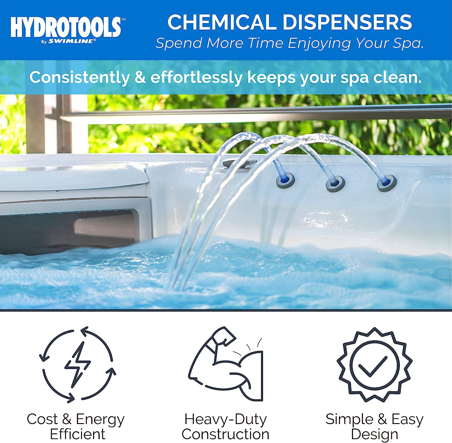 HYDROTOOLS BY SWIMLINE 8715 Mini Chemical Dispenser For Spas and Personal Pools| Compatible With Bromine &amp; Chlorine Supports 1’’ Tablets | Adjustable Control Ring For Customizable Flow Rate