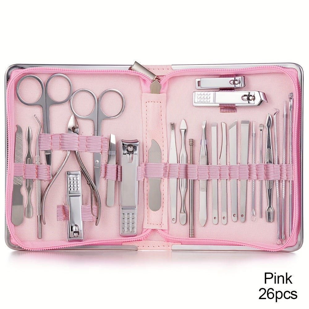 Nail Clipper Set 11/26pcs Set Manicure Set  Anti Splash Fingernail Cutter  Steel Nail Scissor Cuticle Tools