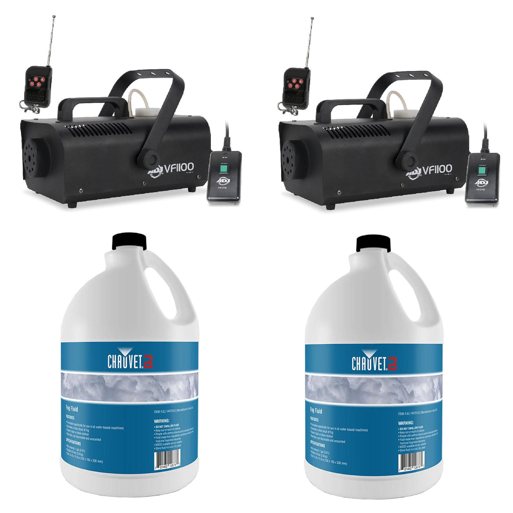 American DJ Medium Size Fog Machine (2) & Chauvet 1 Gal Bottle FogJuice Fluid(2)