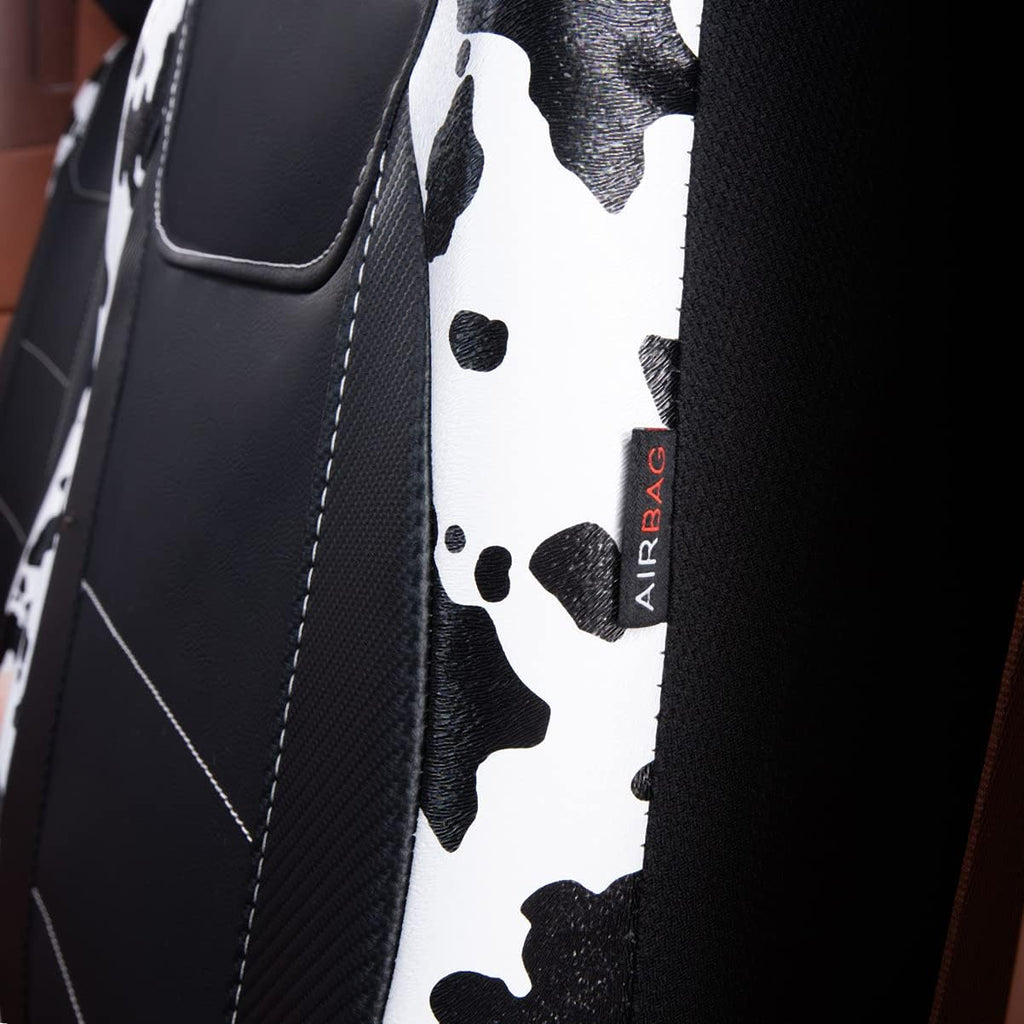 Flying Banner car seat Covers Protects Water Proof Faux Leather Carbon Fiber Front and Rear Bench (Cow Black, Full Set - 8PCS)