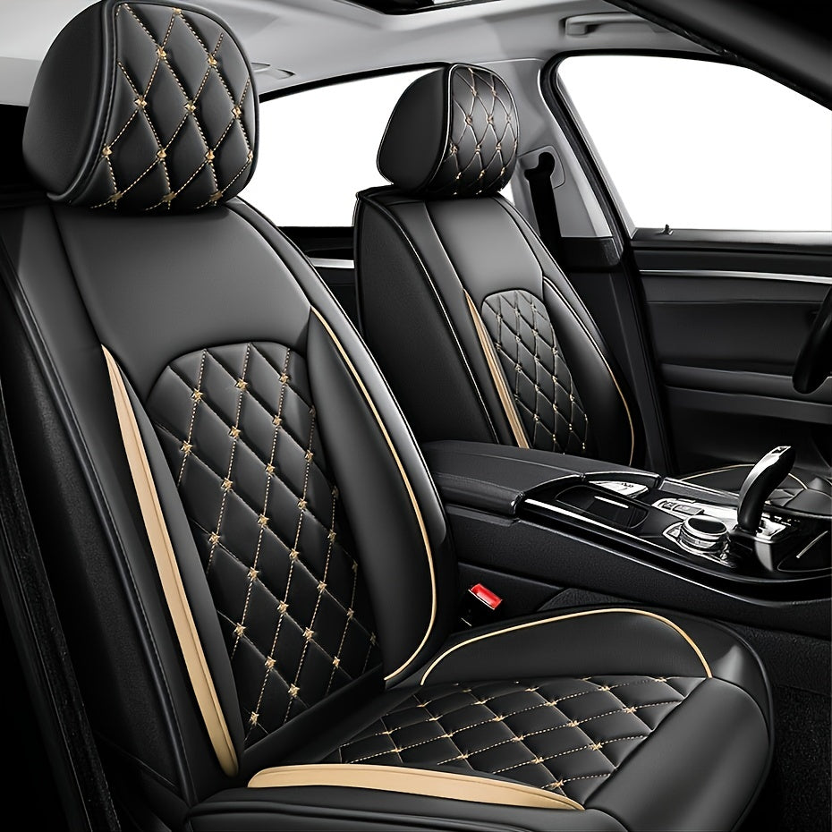 Upgrade Your Vehicle with 1pc of Luxury Car Seat Cover - Premium Faux Leather Car Seat Cushion Cover for Front &amp; Rear Seats!
