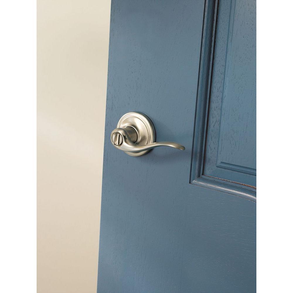 Tustin Satin Nickel Privacy Bed/Bath Door Lever Featuring Microban Antimicrobial Technology