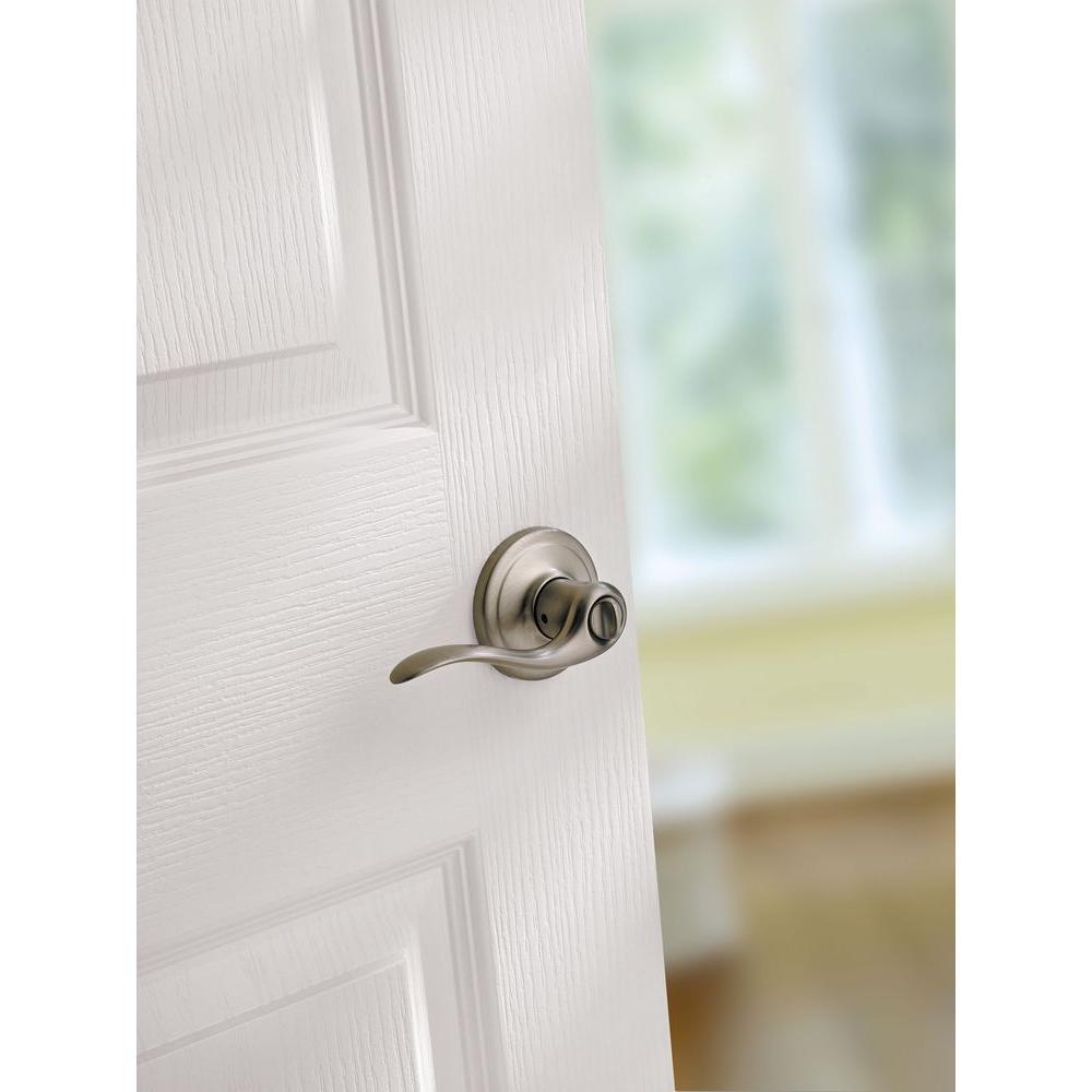 Tustin Satin Nickel Privacy Bed/Bath Door Lever Featuring Microban Antimicrobial Technology