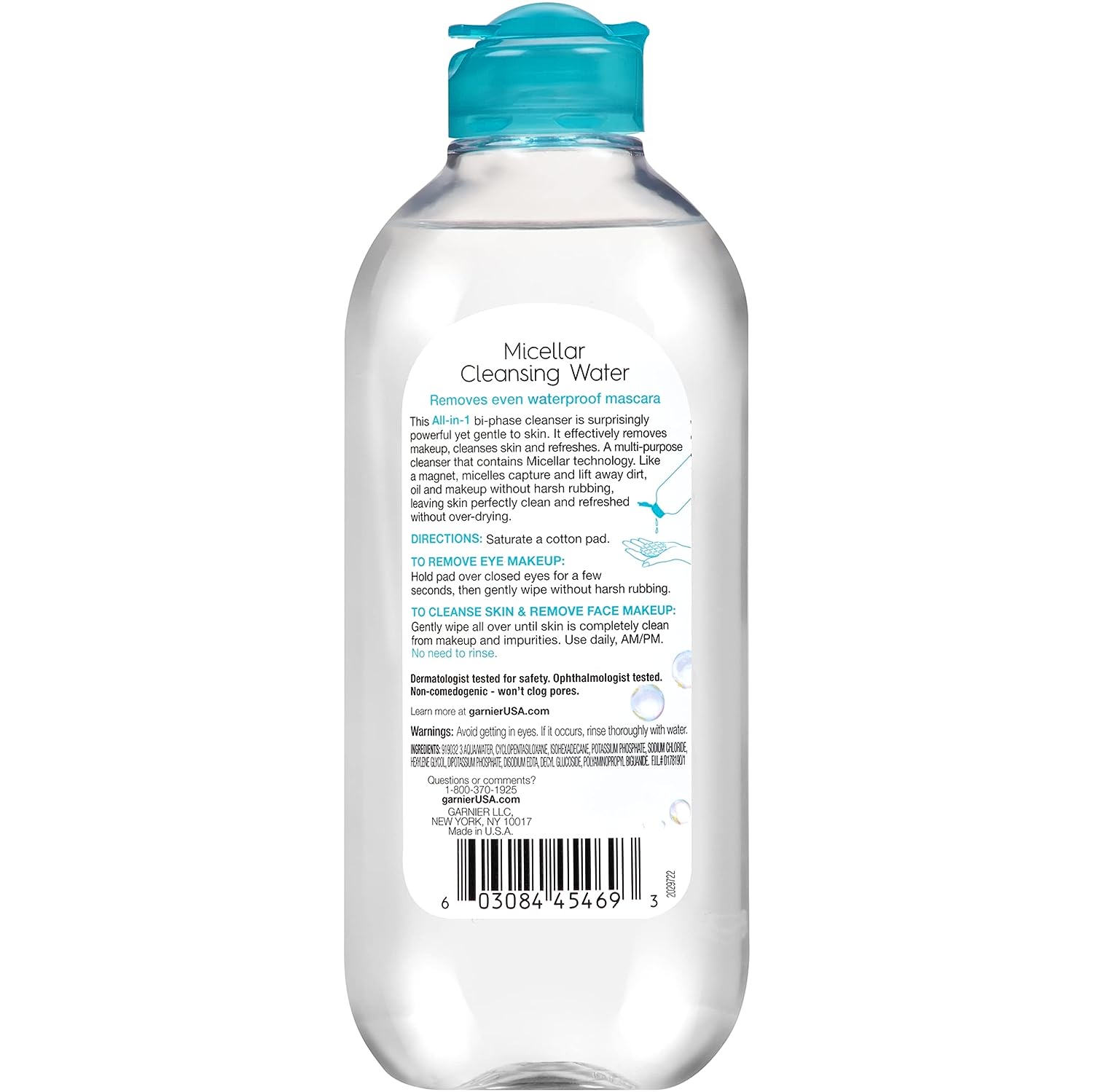 Garnier SkinActive Micellar Water For Waterproof Makeup, Facial Cleanser &amp; Makeup Remover, 13.5 Fl Oz (400mL), 1 Count (Packaging May Vary)