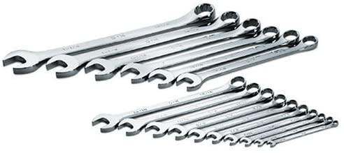 SK Professional Tools 86018 16-Piece 12-Point Fractional Long Combination Wrench Set - SuperKrome Finish, Set of 16 Chrome Wrenches Made in USA