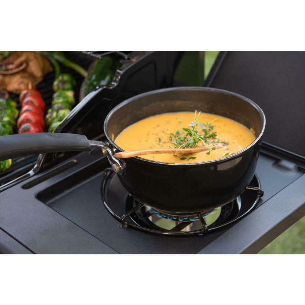 Propane Gas Grill 4-Burner Side Burner   Steel Main Lid Black