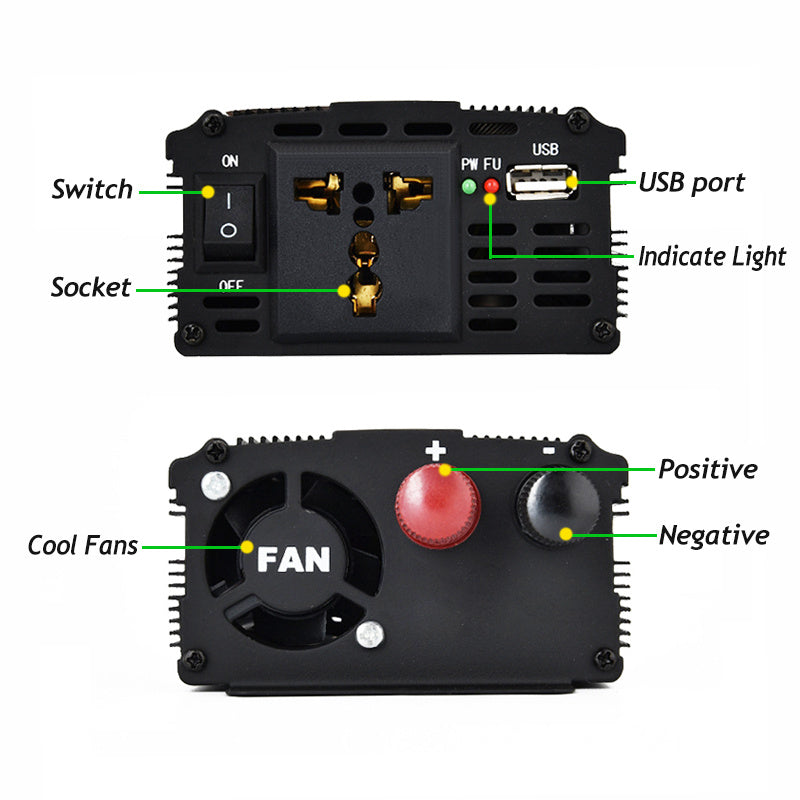 3000W Portable Inverter DC 12V To AC 110V Power Inverter  Portable Car Power Bank VoltaConverter Solar Inverters Multi Functional Vehicle Inverter