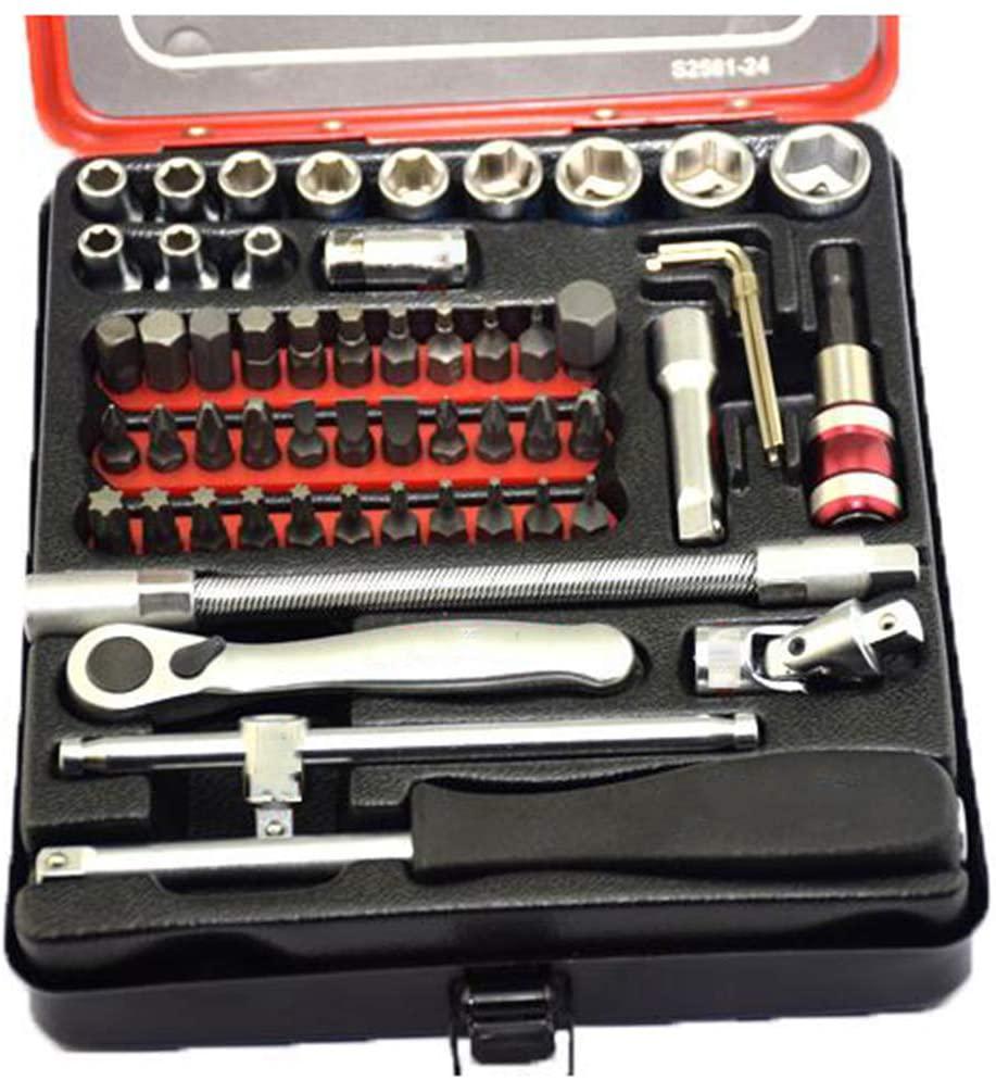 56Pcs Ratchet Wrench Set Minikit S2 Material Bits 1/4 Socket Screwdrive Hex Trox Slot Bit Bike Repair Hand T Tools