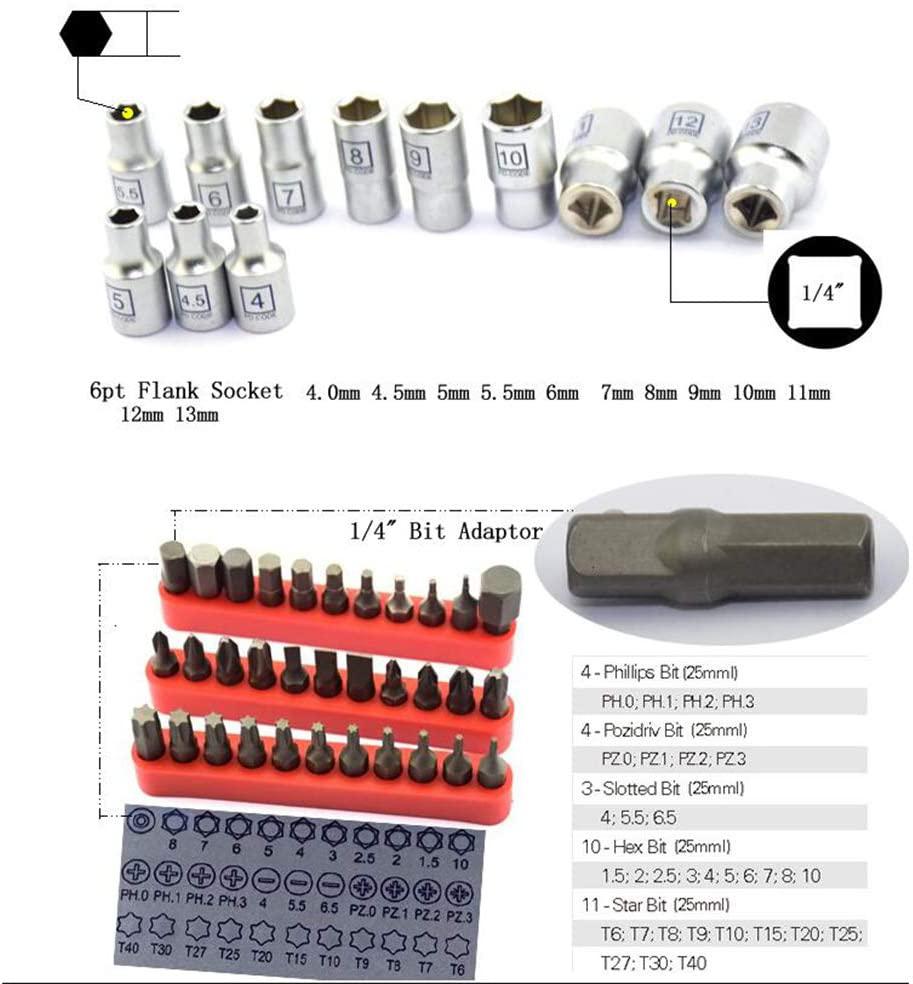 56Pcs Ratchet Wrench Set Minikit S2 Material Bits 1/4 Socket Screwdrive Hex Trox Slot Bit Bike Repair Hand T Tools