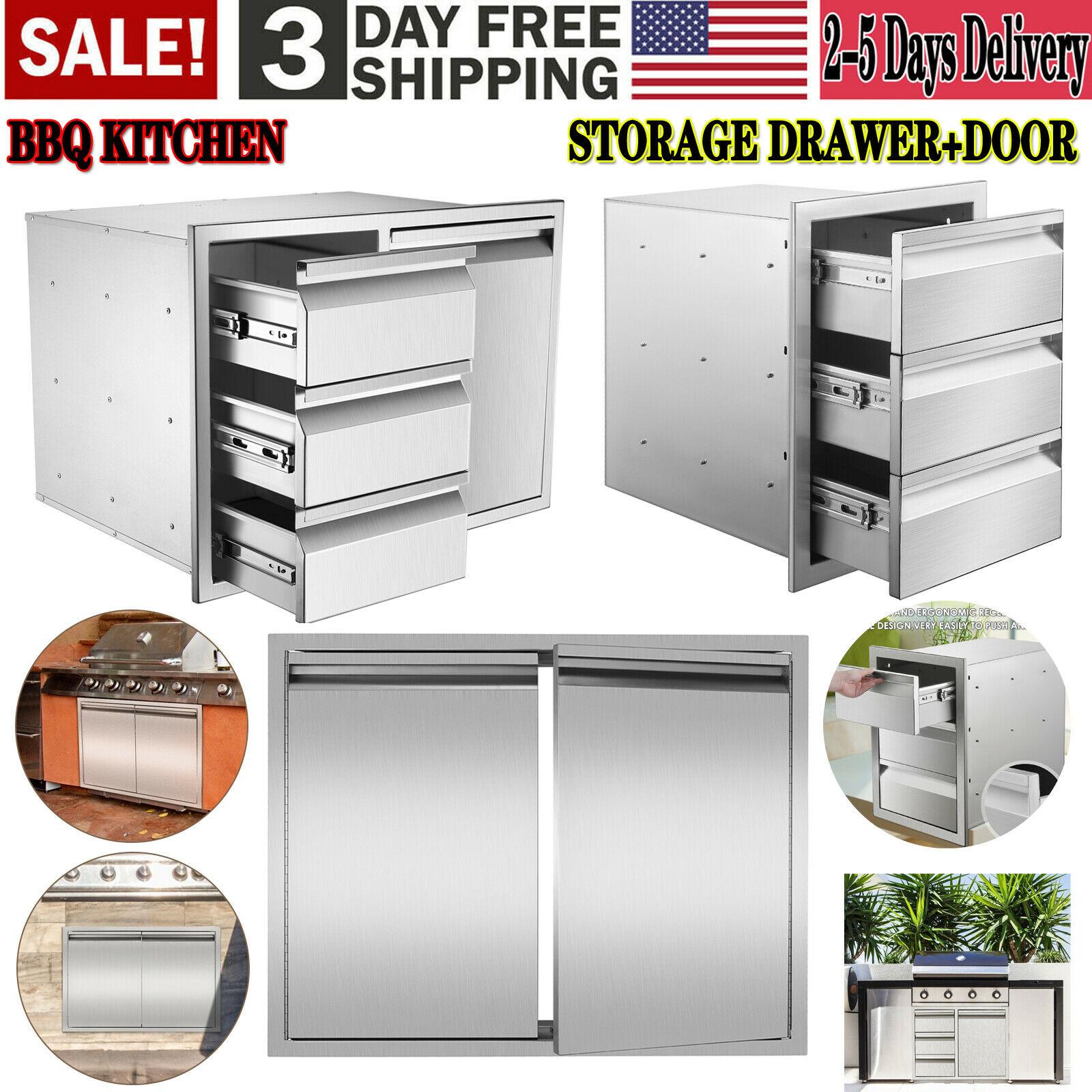 OUTDOOR KITCHEN / BBQ ISLAND  STEEL DOUBLE ACCESS DOOR + Drawer