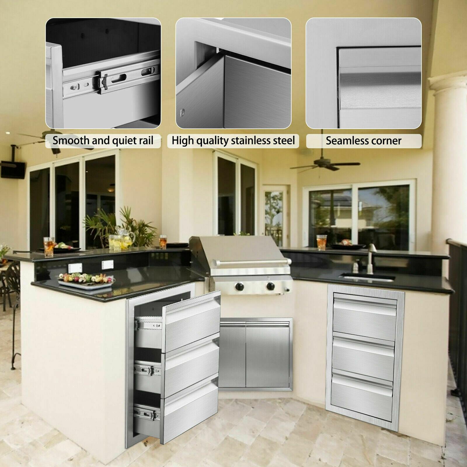 OUTDOOR KITCHEN / BBQ ISLAND  STEEL DOUBLE ACCESS DOOR + Drawer