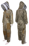 Brutul Bee 3 Layer Beekeeping Ultralight Ventilated Suit with Fencing Veil (Khaki, M)