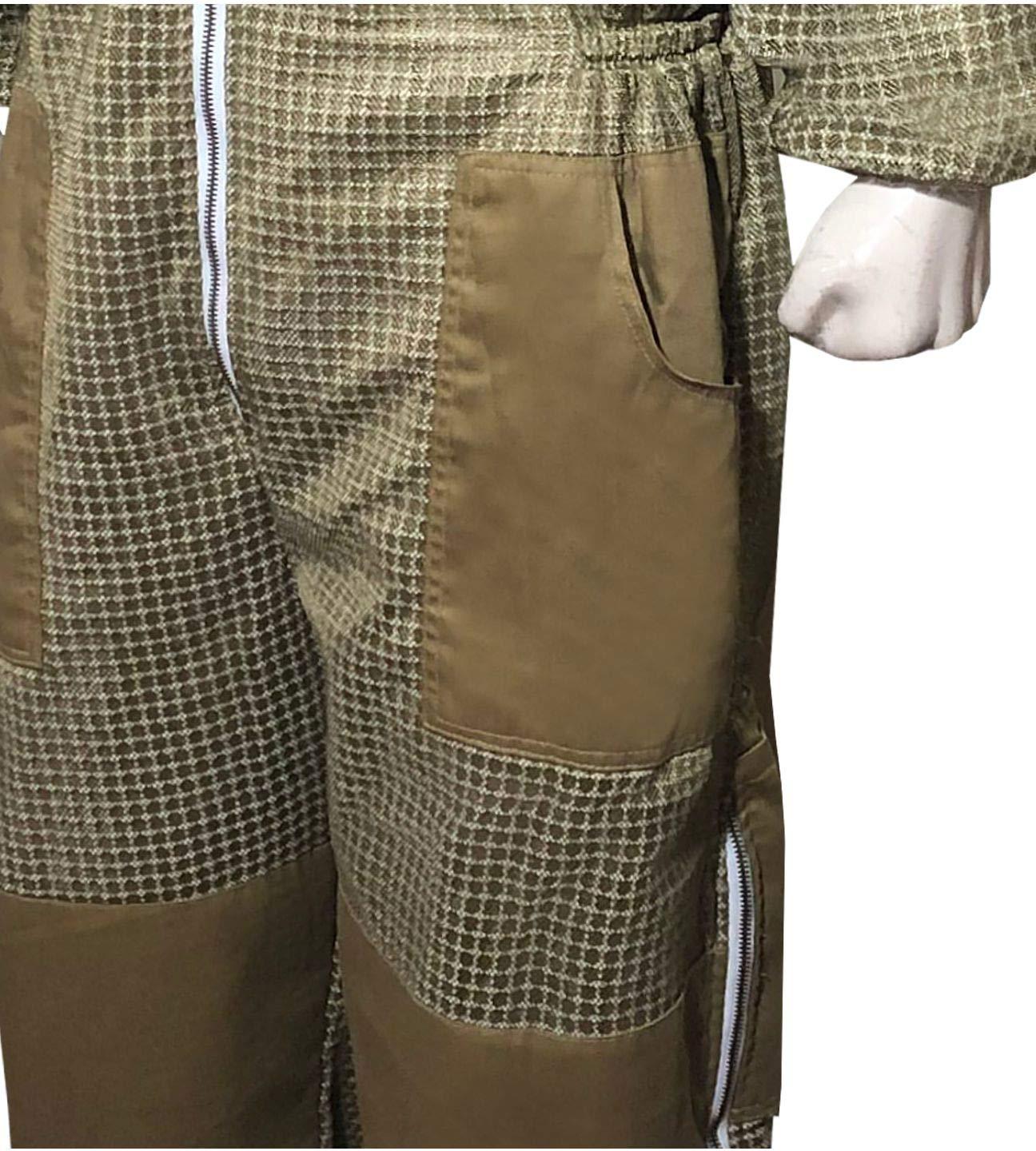 Brutul Bee 3 Layer Beekeeping Ultralight Ventilated Suit with Fencing Veil (Khaki, M)