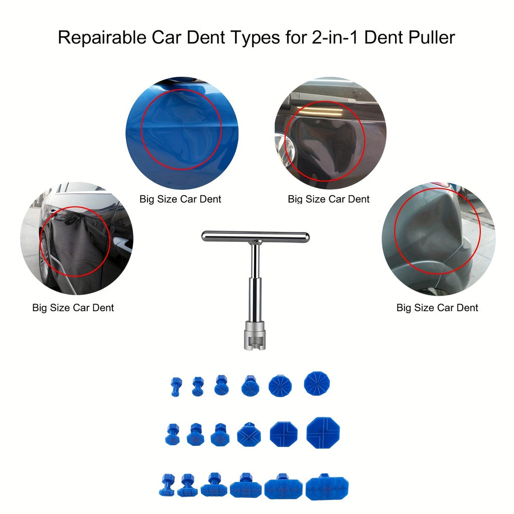 Car Dent Repair Puller, Car Repair Tools Kit With 18pcs Plastic Glue Tabs Metal T-Handle Dent Remover Universal For Car Accessories