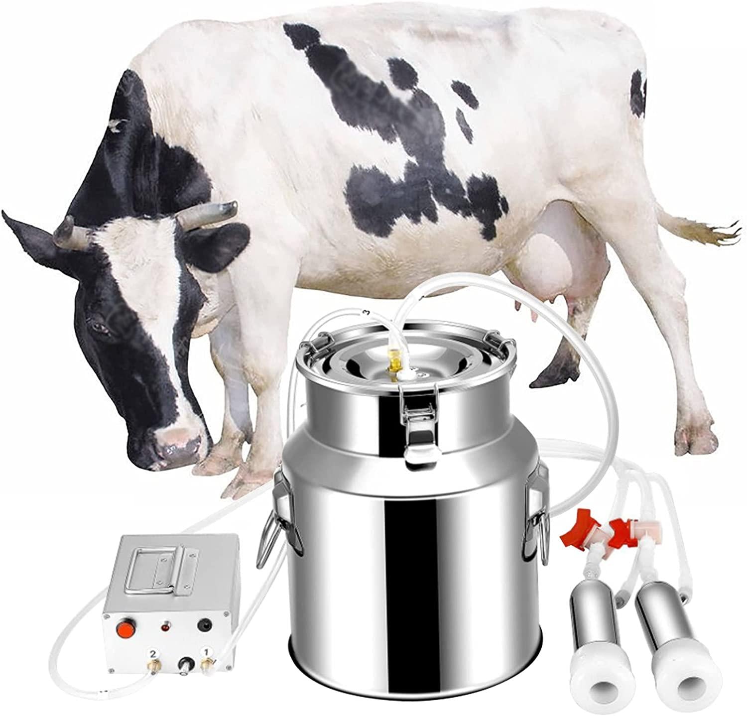 comedragon 14L Cow Pulsation Vacuum Electric MilMachine with Massage, Portable Farm Supplies for Sheep, Nigerian Dwarfs, Nubian Mix