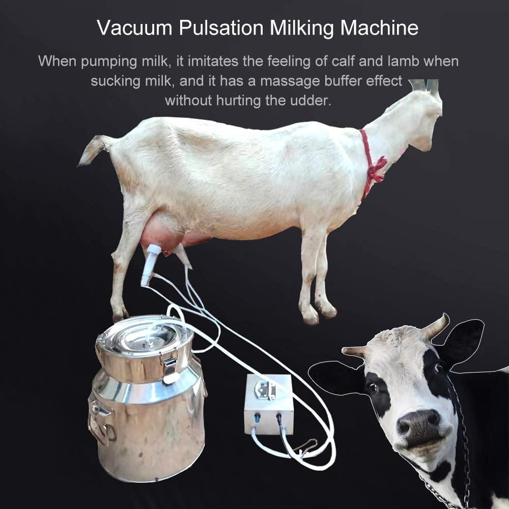 comedragon 14L Cow Pulsation Vacuum Electric MilMachine with Massage, Portable Farm Supplies for Sheep, Nigerian Dwarfs, Nubian Mix