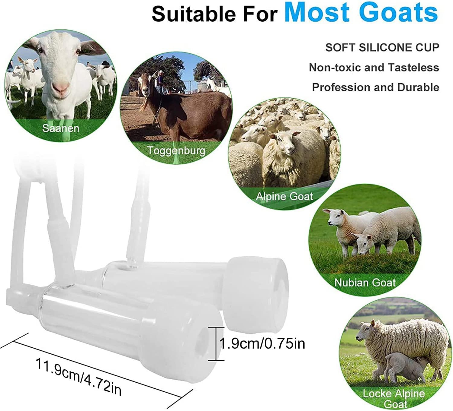 comedragon 14L Cow Pulsation Vacuum Electric MilMachine with Massage, Portable Farm Supplies for Sheep, Nigerian Dwarfs, Nubian Mix