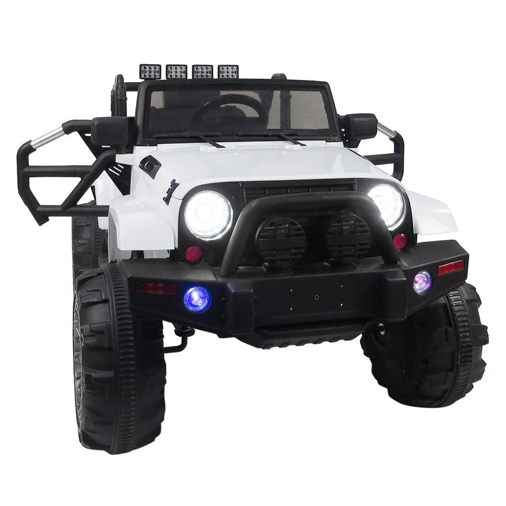 Ktaxon White 12V Ride On Car Truck W/ Remote Control, 3 Speeds, Spring Suspension, LED Lights