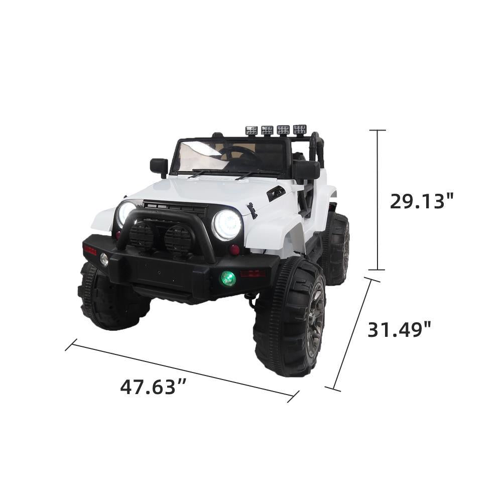 Ktaxon White 12V Ride On Car Truck W/ Remote Control, 3 Speeds, Spring Suspension, LED Lights