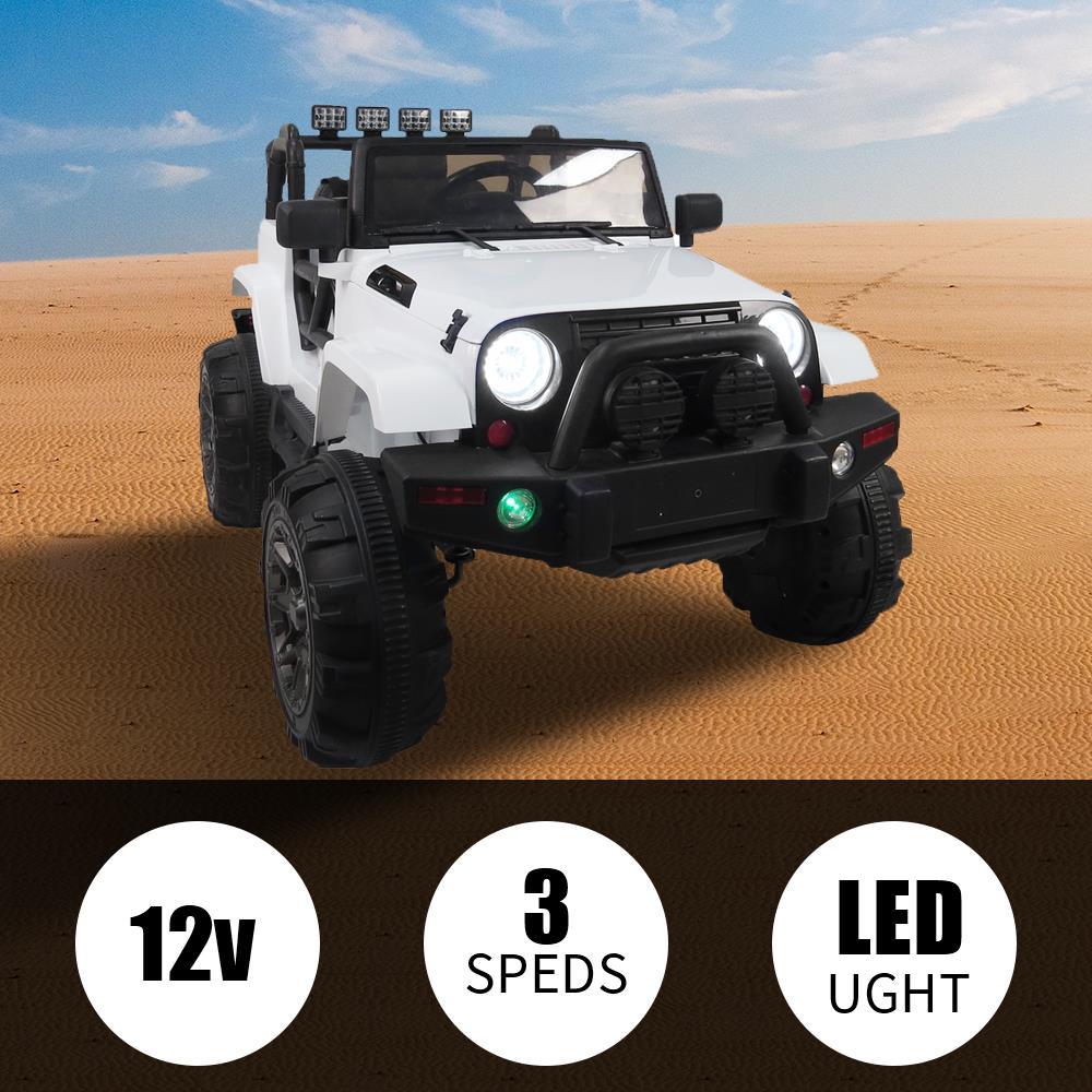 Ktaxon White 12V Ride On Car Truck W/ Remote Control, 3 Speeds, Spring Suspension, LED Lights