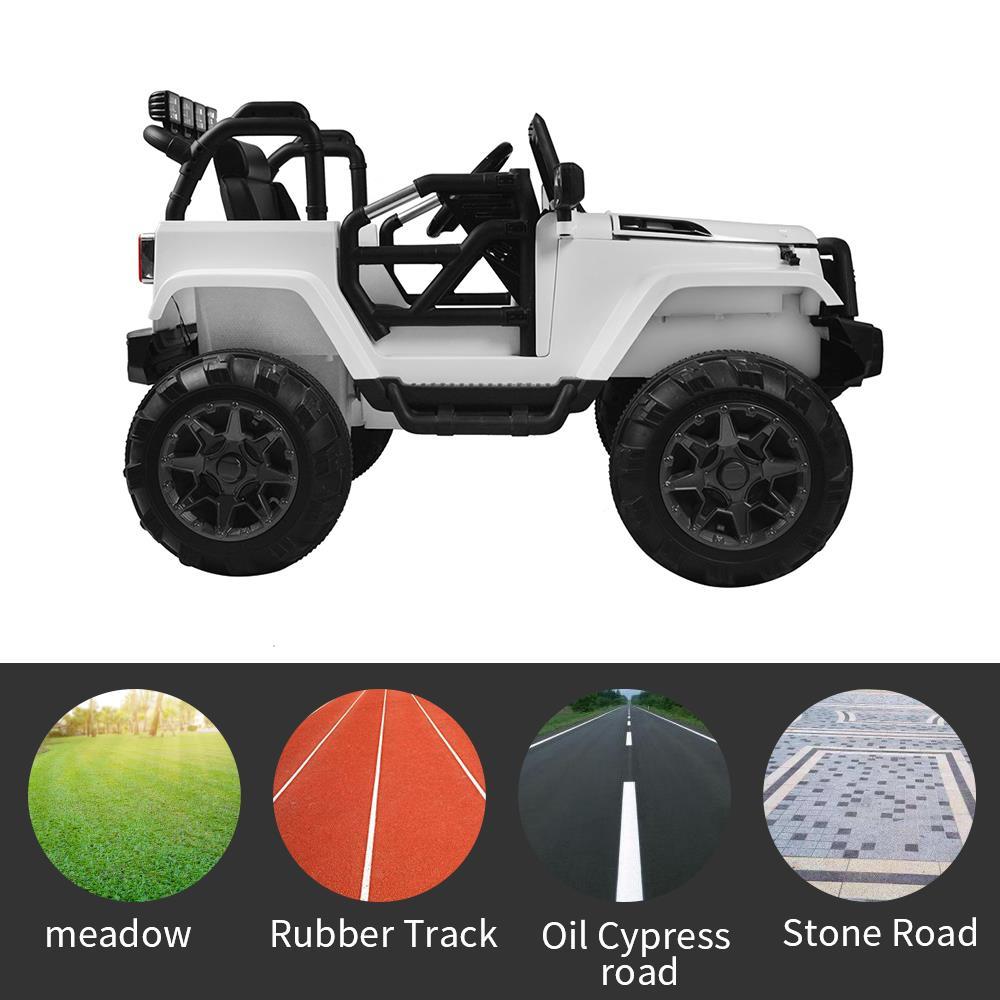 Ktaxon White 12V Ride On Car Truck W/ Remote Control, 3 Speeds, Spring Suspension, LED Lights