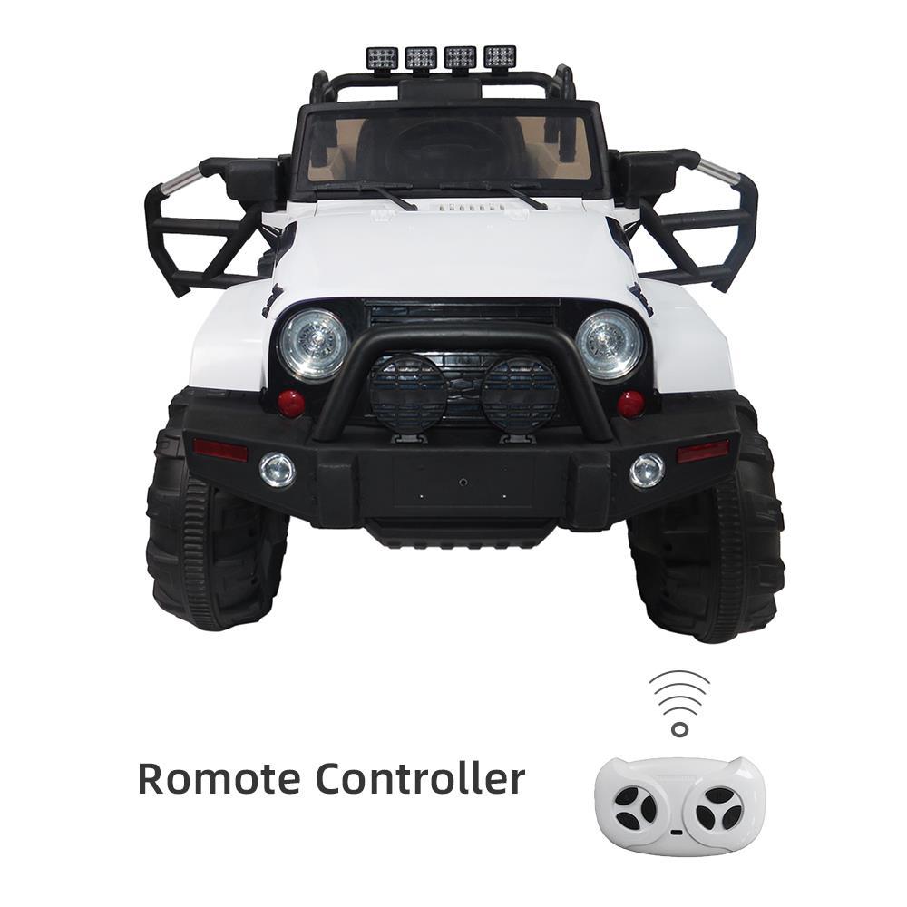 Ktaxon White 12V Ride On Car Truck W/ Remote Control, 3 Speeds, Spring Suspension, LED Lights