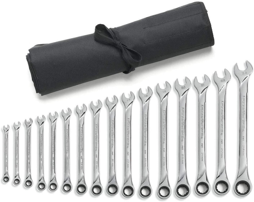 GEARWRENCH 16 Pc. 12 Pt. XL Ratcheting Combination Wrench Set with Tool Roll, Metric - 85099R