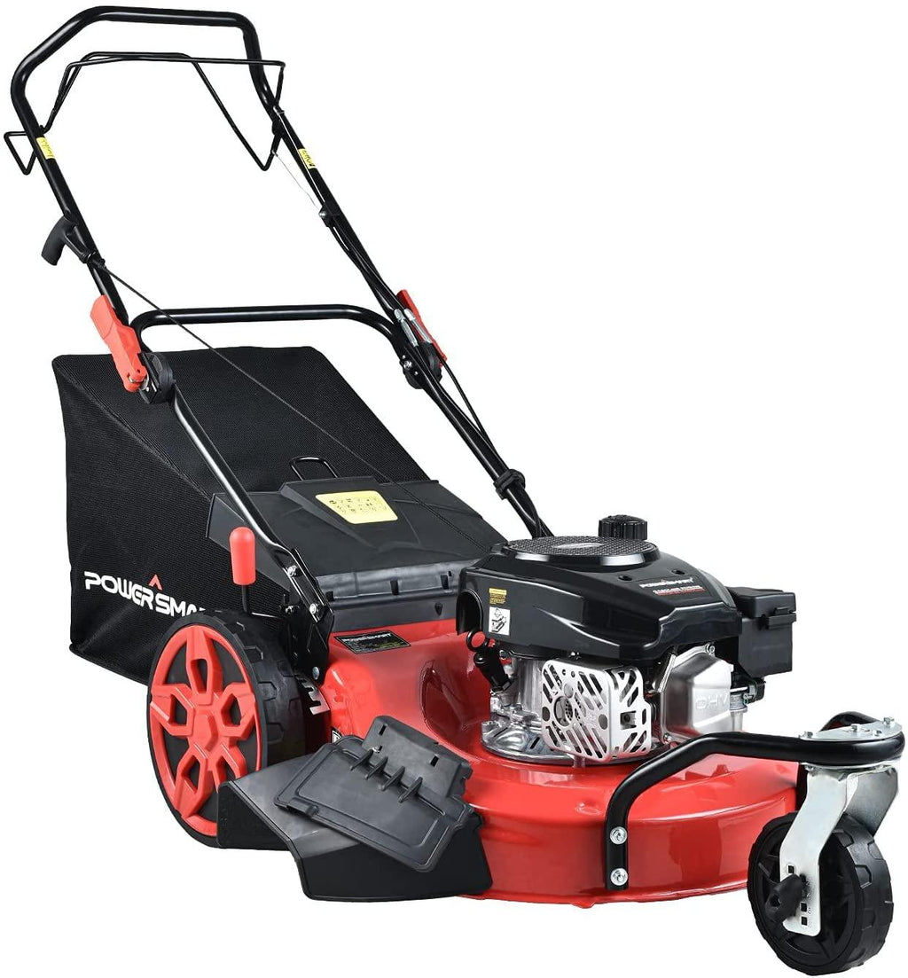 PowerSmart Self Propelled Lawn Mower, 20-Inch & 170CC, 3 Wheels Mowing Easier, 4-Stroke Engine, 3-in-1 Gas Mower with Bag, 8 Adjustable Cutting Height