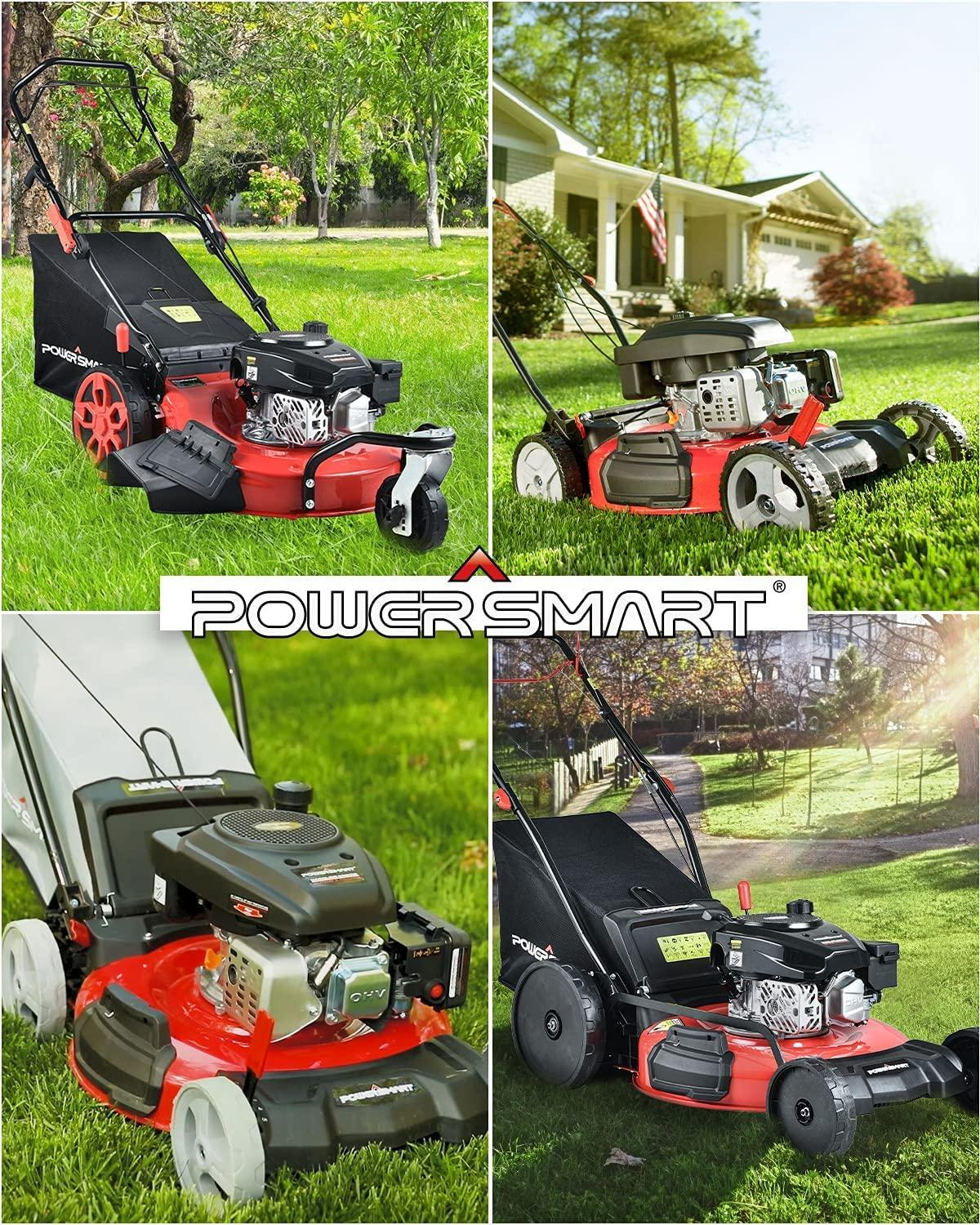 PowerSmart Self Propelled Lawn Mower, 20-Inch & 170CC, 3 Wheels Mowing Easier, 4-Stroke Engine, 3-in-1 Gas Mower with Bag, 8 Adjustable Cutting Height