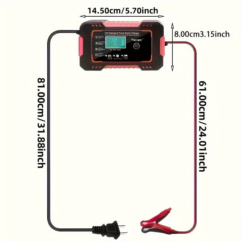 Car Battery Charger, 12V 4Ah-100Ah Smart Battery Trickle Charger Automotive Battery Maintainer Desulfator With Temperature Compensation