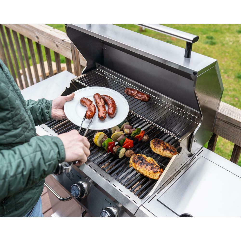 Monument Propane Gas Grill LED Controls  Steel 4 Burners 1 Side Burner