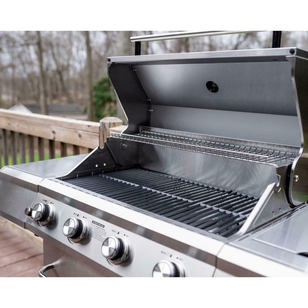 Monument Propane Gas Grill LED Controls  Steel 4 Burners 1 Side Burner