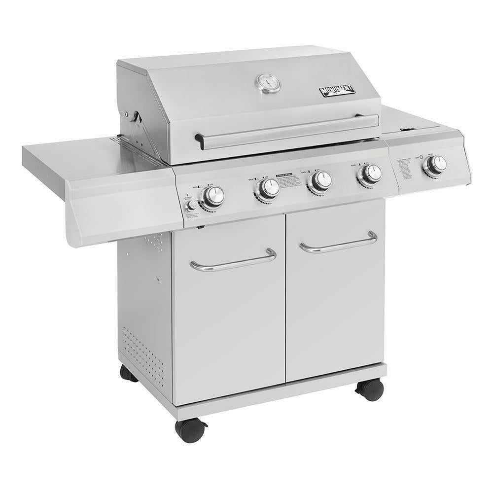 Monument Propane Gas Grill LED Controls  Steel 4 Burners 1 Side Burner