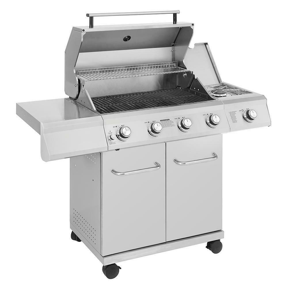 Monument Propane Gas Grill LED Controls  Steel 4 Burners 1 Side Burner