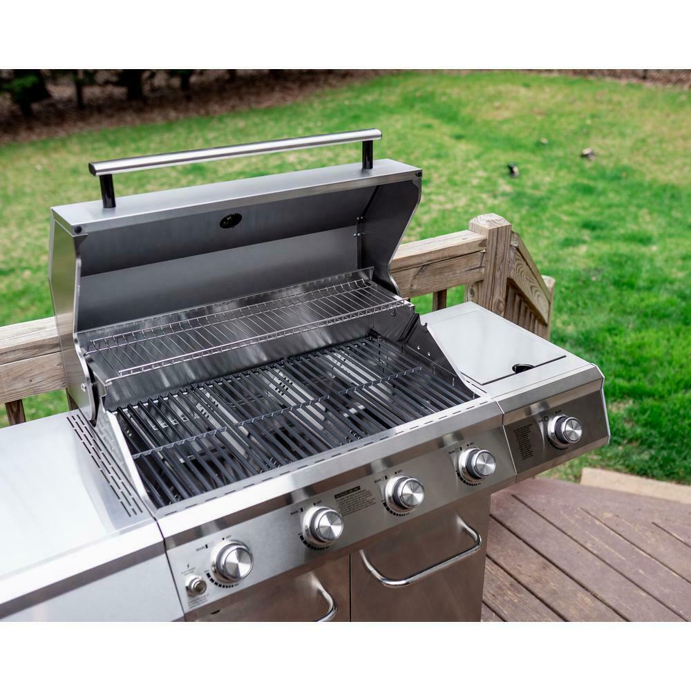 Monument Propane Gas Grill LED Controls  Steel 4 Burners 1 Side Burner